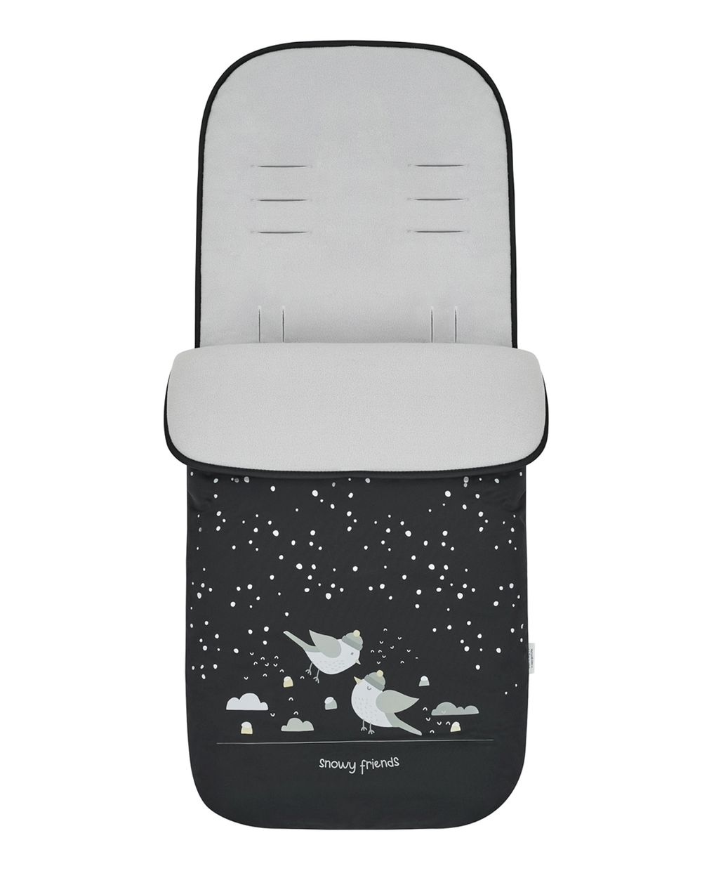 Kikkaboo Kinderwagen Fu&szlig;sack Polar Friends Rei&szlig;verschluss warmes Fleecefutter schwarz gemustert - Bild 1