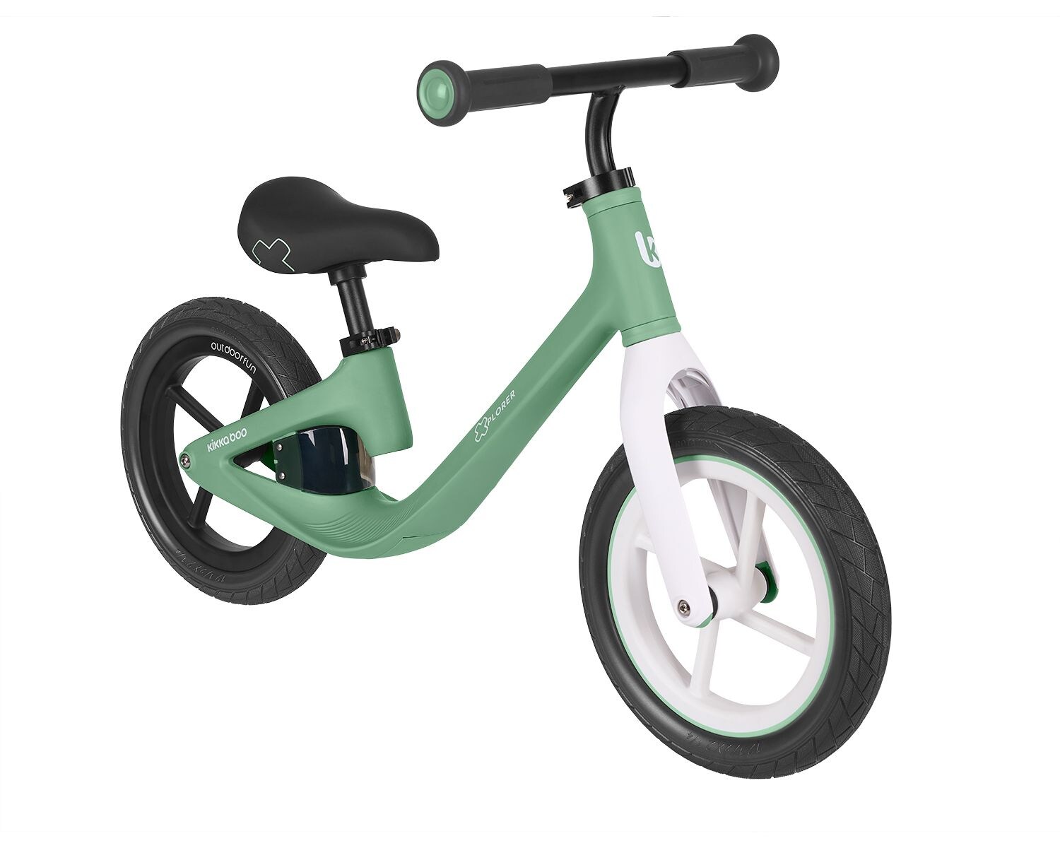 Kikka boo Laufrad Xplorer 12 Zoll, höhenverstellbarer Lenker und Sitz, Griffe grün