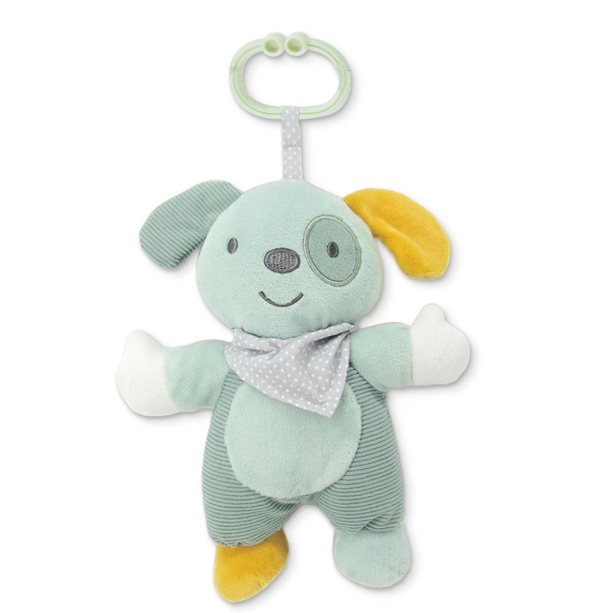 Lorelli Baby Kuscheltier Pl&uuml;sch Greifling, C-Ring, auff&auml;llige Farben, ab Geburt hellgr&uuml;n - Bild 1