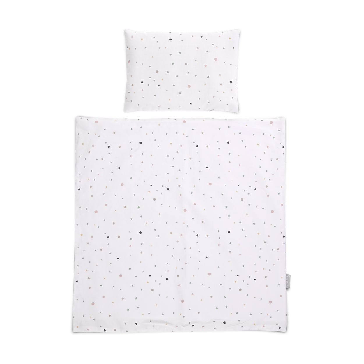 Lorelli Babybettw&auml;sche-Set Eva 5-tlg Decke 75 x 75 cm, Kissen 29 x 42 cm, Bez&uuml;ge wei&szlig; Punkte - Bild 1