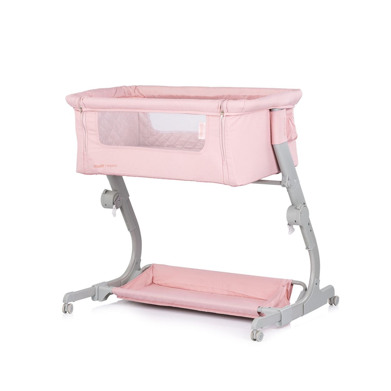 Chipolino Beistellbett Eleganza Matratze höhenverstellbar klappbar Räder Tasche rosa | 03800933000835