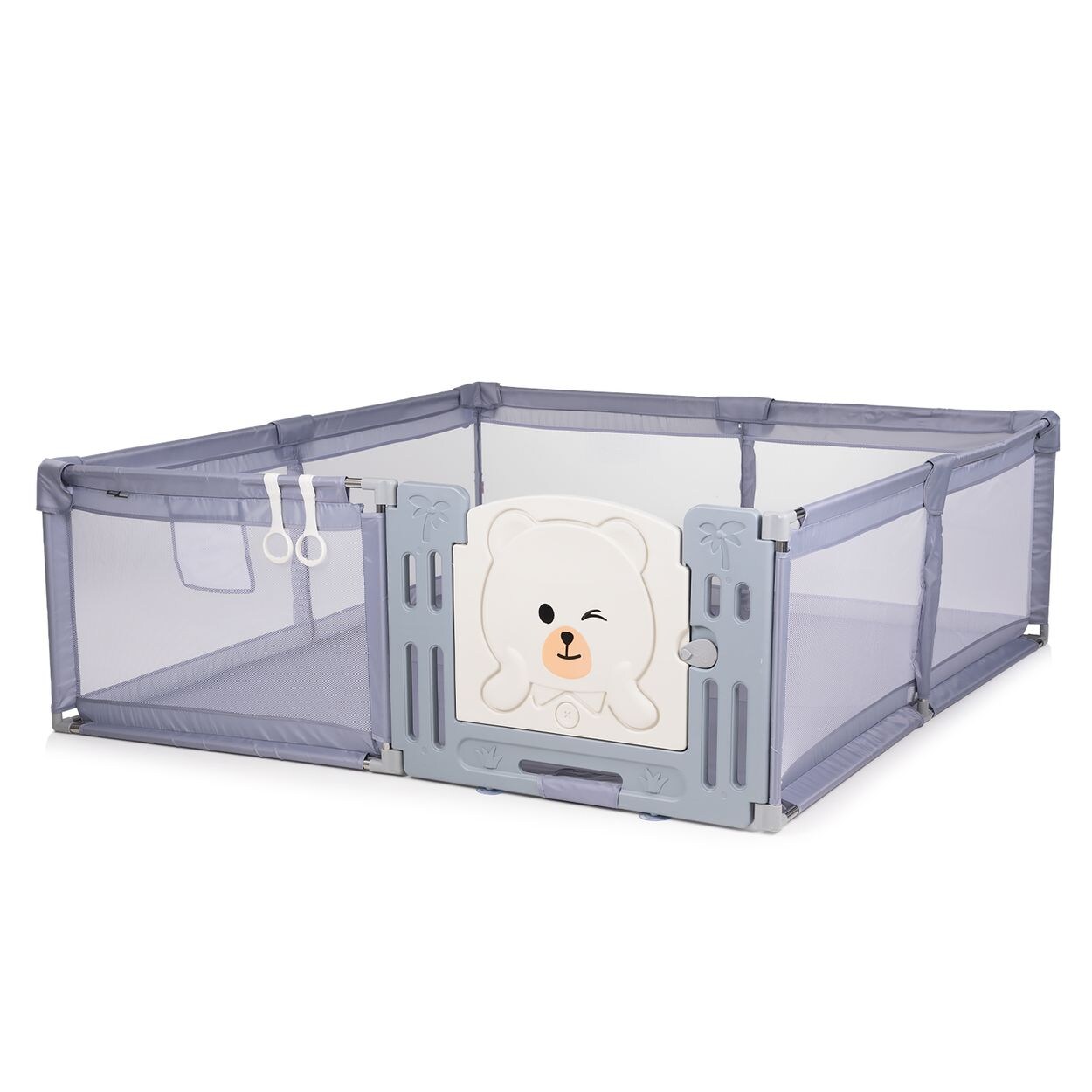 Chipolino Laufstall Amico Tür 180 x 200 cm 2 Ringe Aufbewahrungstasche ab 1 Jahr grau | 03800933001955