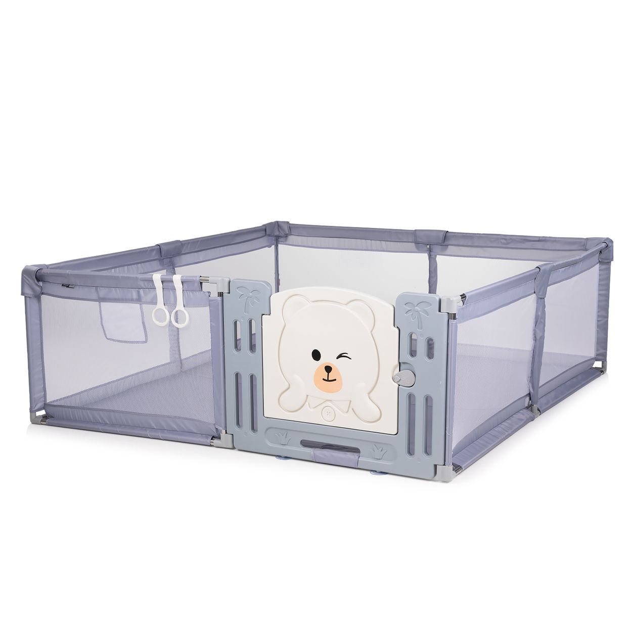 Chipolino Laufstall Amico Set Spielmatte 180 x 200 cm Halteringe T&uuml;re ab 1 Jahr grau - Bild 1