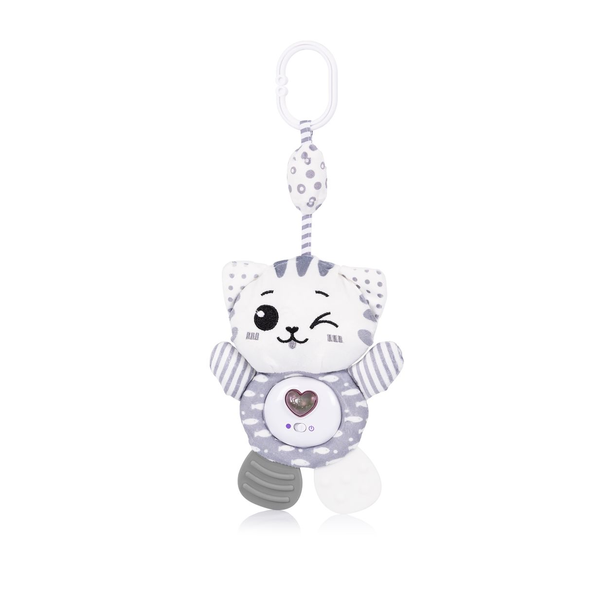 Chipolino Musikmobile kleine Tiere Pl&uuml;sch Lieder Musik Licht Bei&szlig;ring ab Geburt grau - Bild 1