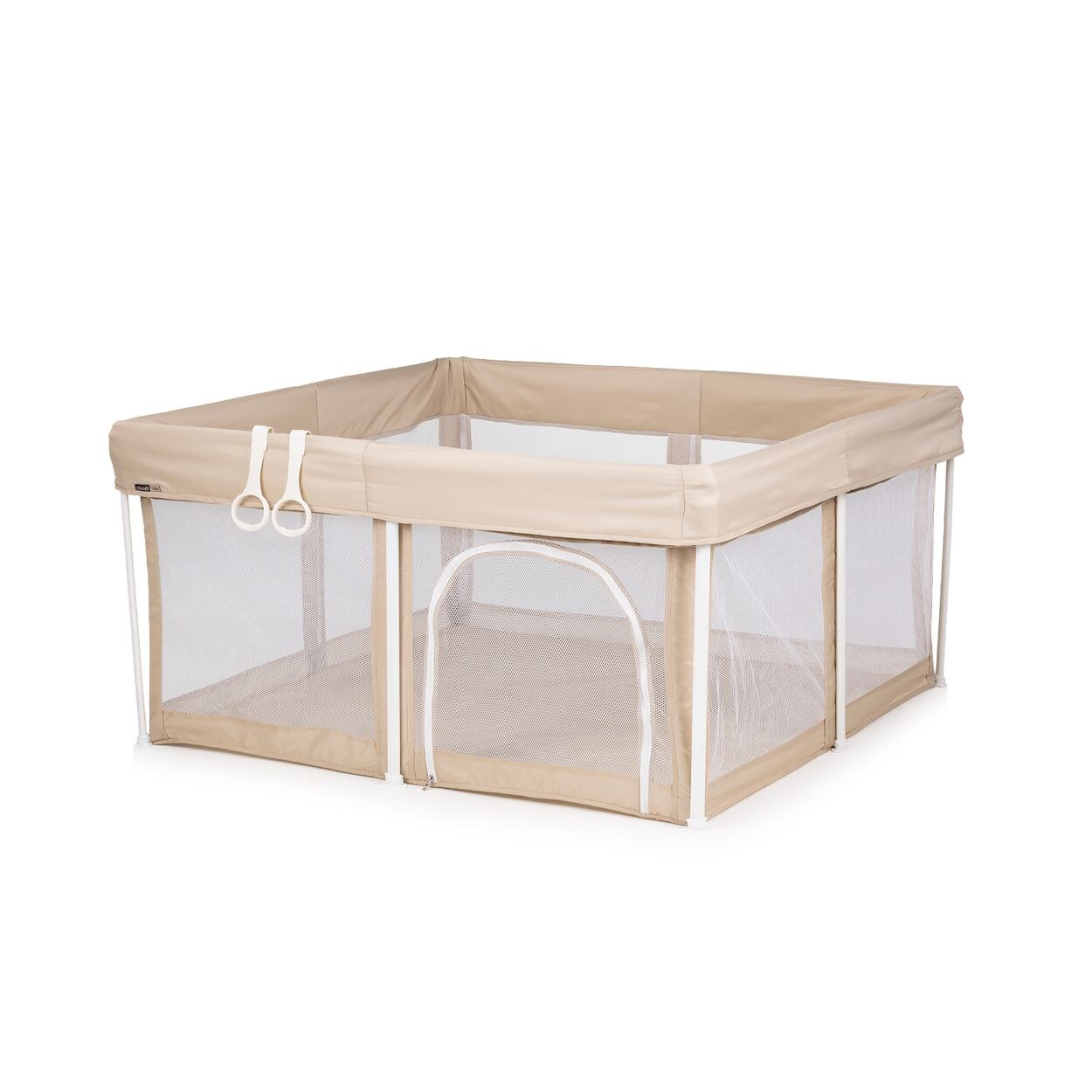 Chipolino Laufstall Vibe 120 x 120 cm klappbar Reißverschluss Eingang Belüftung beige