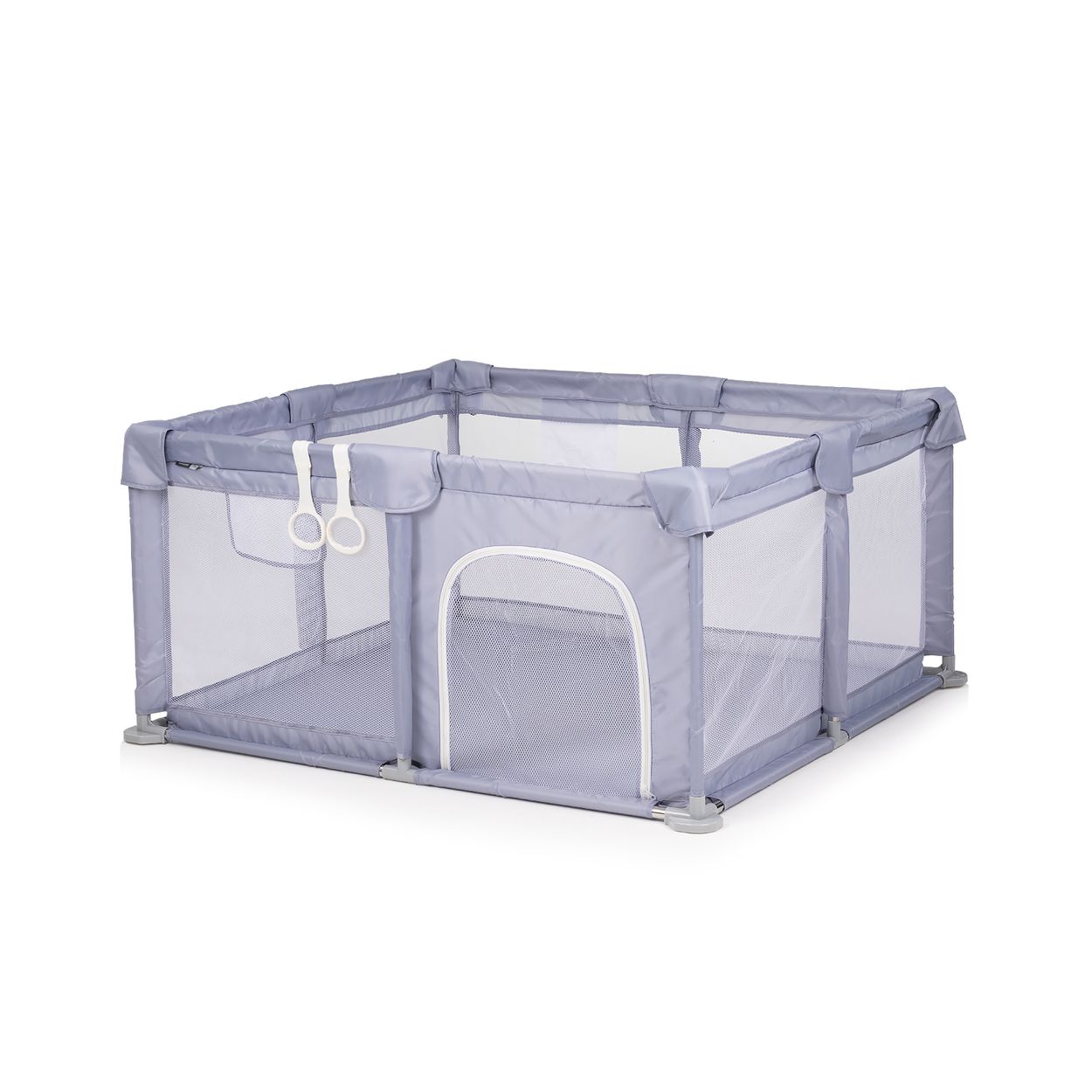 Chipolino Laufstall Fiesta 120 x 120 cm atmungsaktiv Eingang Aufbewahrungstasche grau - Bild 1