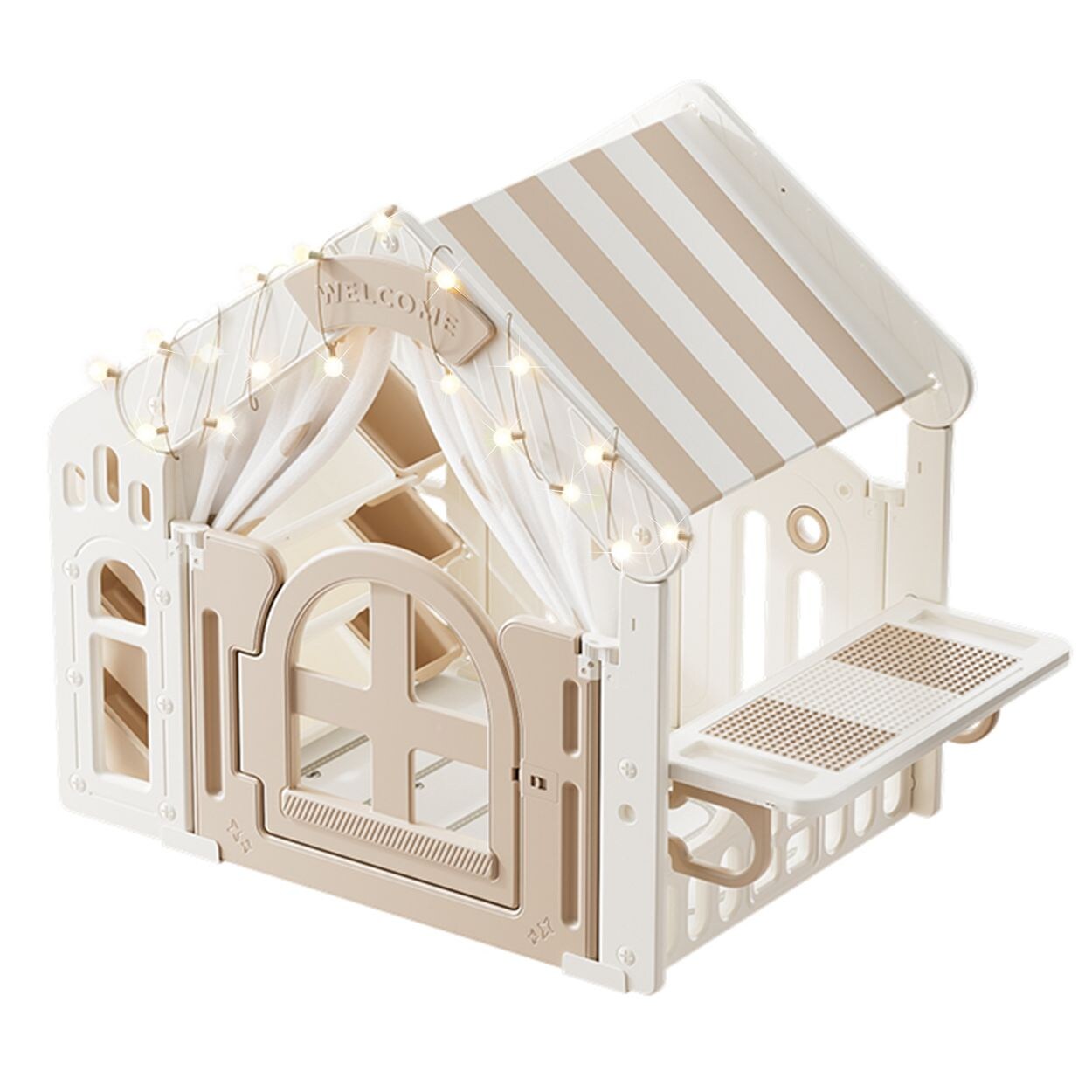 Moni Kinderspielhaus multifunktional Matte Aufbewahrungsboxen Tisch Lichter beige