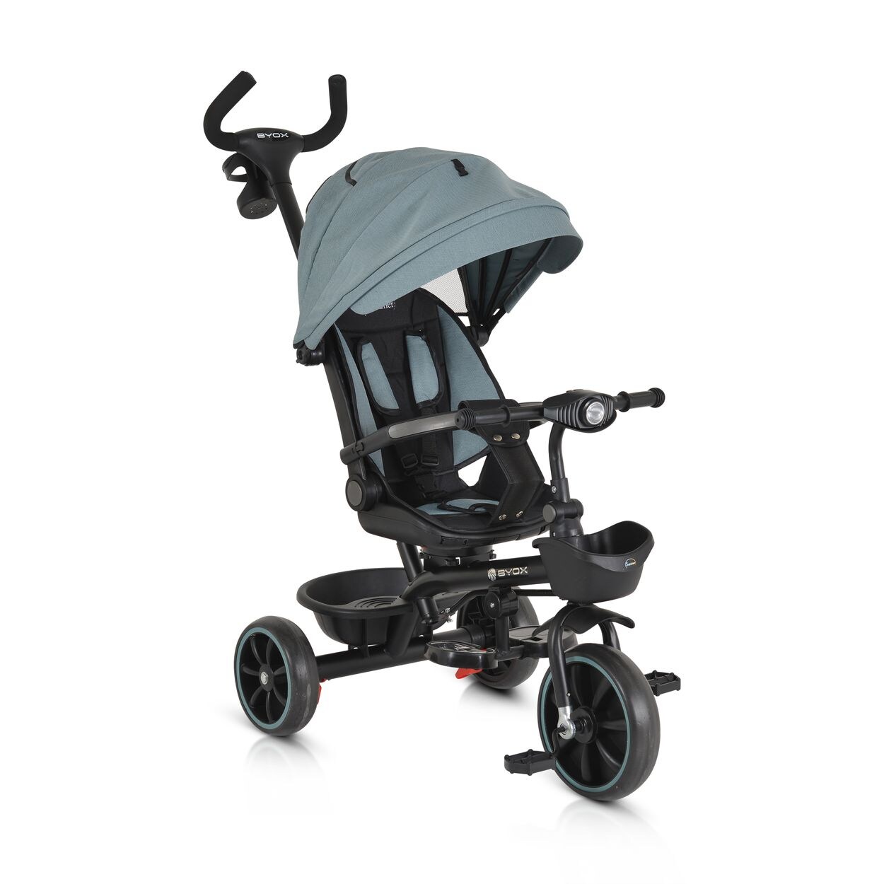 Byox Dreirad, Tricycle Summer, Fußstütze klappbar, Musik, Becherhalter, Körbe blau