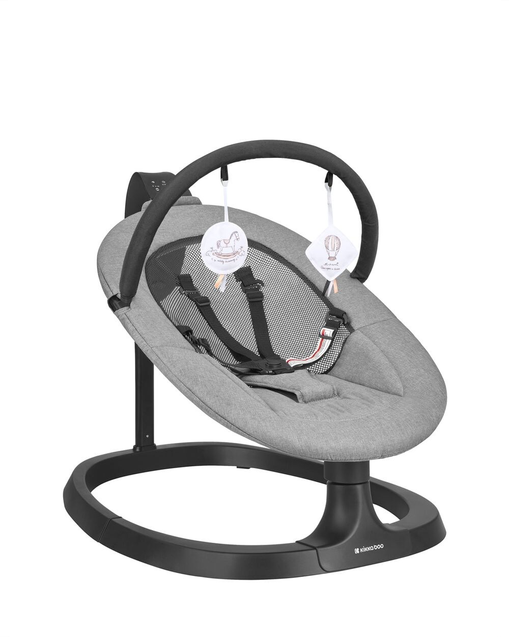 Kikka boo Babywippe Zazu elektrisch Kinderstuhl Musik Schaukelfunktion Timer grau