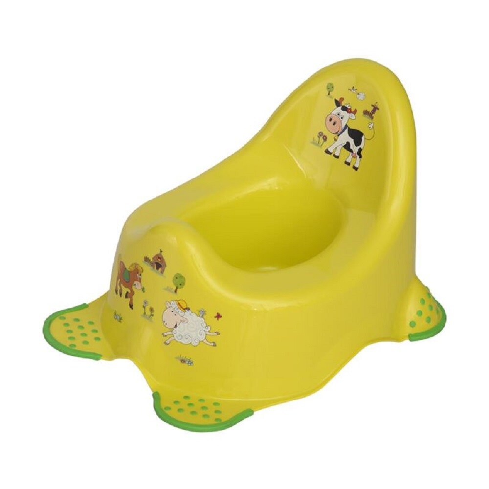 Lorelli T&ouml;pfchen Farm, gr&uuml;n Anti-Rutsch-Gummi-F&uuml;&szlig;e, lustige Motive, Spritzschutz - Bild 1