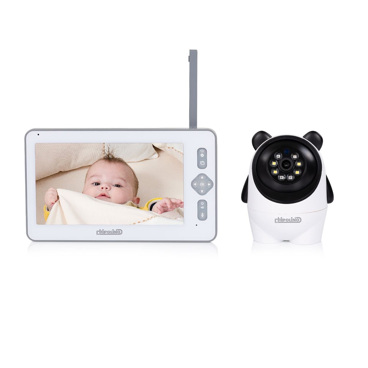 Chipolino Babyphone Titan Kamera 7 Zoll LED-Leuchten Schlafmodus Bildzoom VOX weiß | 03800933002587