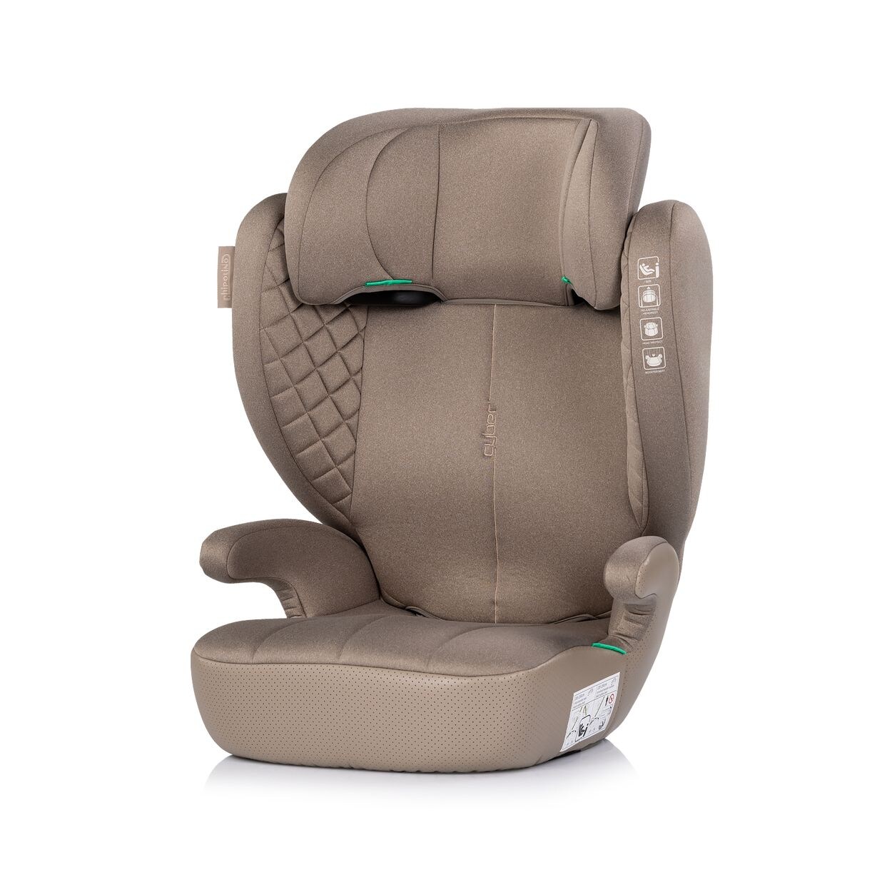 Chipolino Kindersitz Cyber i-Size (100-150cm) Sitzerhöhung, höhenverstellbar beige