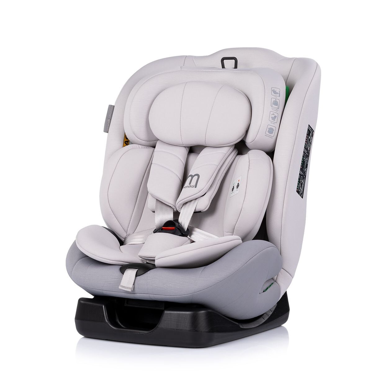 Chipolino Kindersitz Mondial i-Size (40-150cm) Liegeposition Kopfstütze Gurt hellgrau