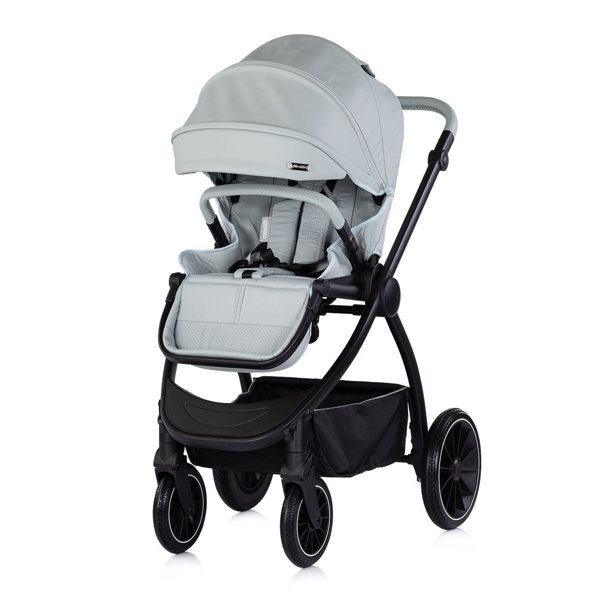 Chipolino Kombikinderwagen 3 in 1 Prestige Babywanne Rucksack i-Size Babyschale hellgrün