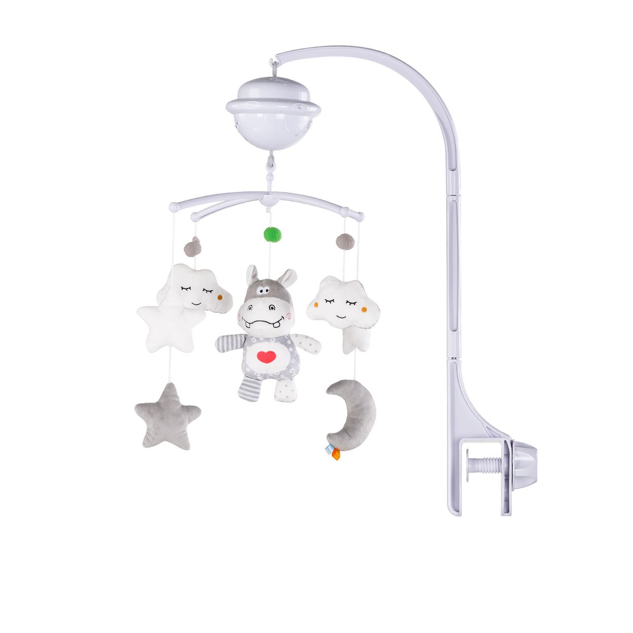 Chipolino Musikmobile Bluetooth-Funktion Projektor Pl&uuml;schfiguren Universalklemme hellgrau - Bild 1