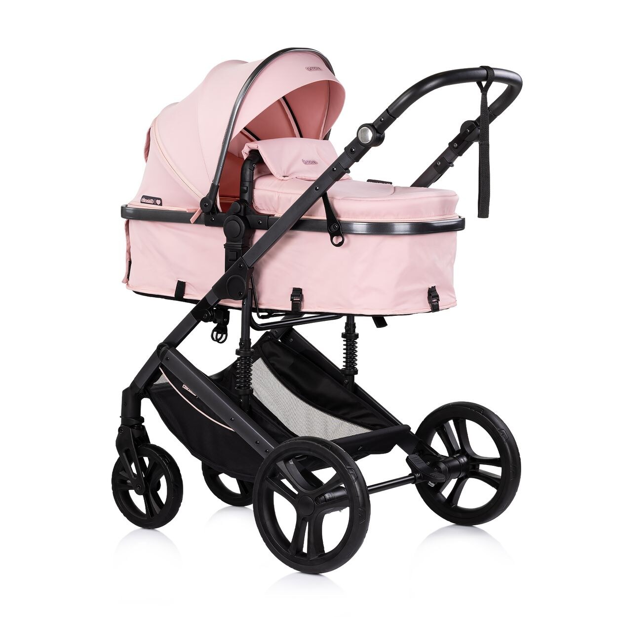 Chipolino Kinderwagen 2 in 1 Amore Getränkehalter Wickeltasche Fußabdeckung Korb rosa pink