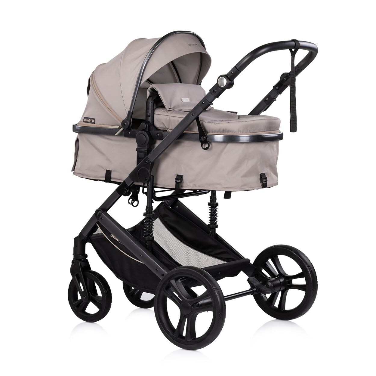 Chipolino Kinderwagen 2 in 1 Amore Getränkehalter Wickeltasche Fußabdeckung Korb braun