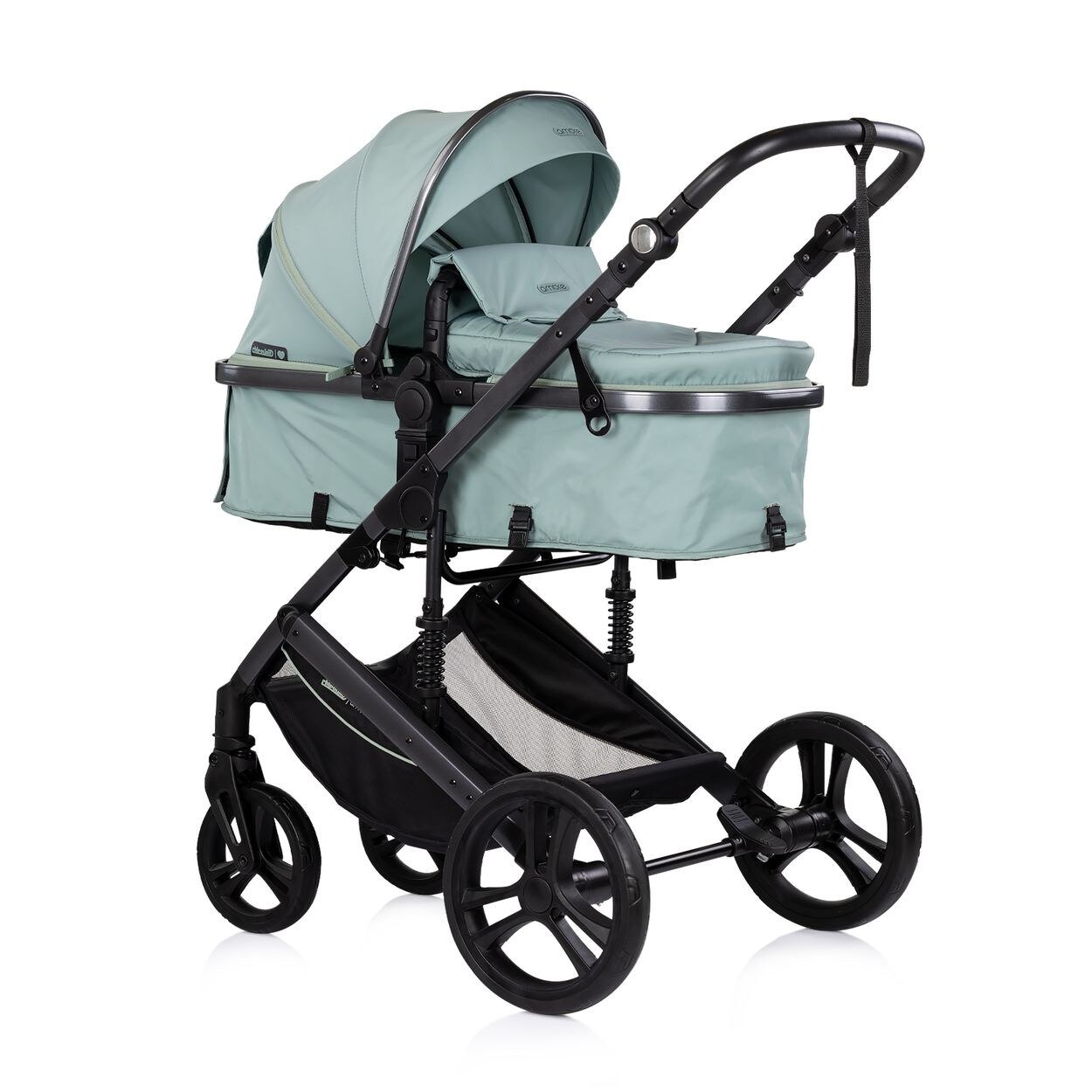 Chipolino Kinderwagen 2 in 1 Amore Getränkehalter Wickeltasche Fußabdeckung Korb türkis