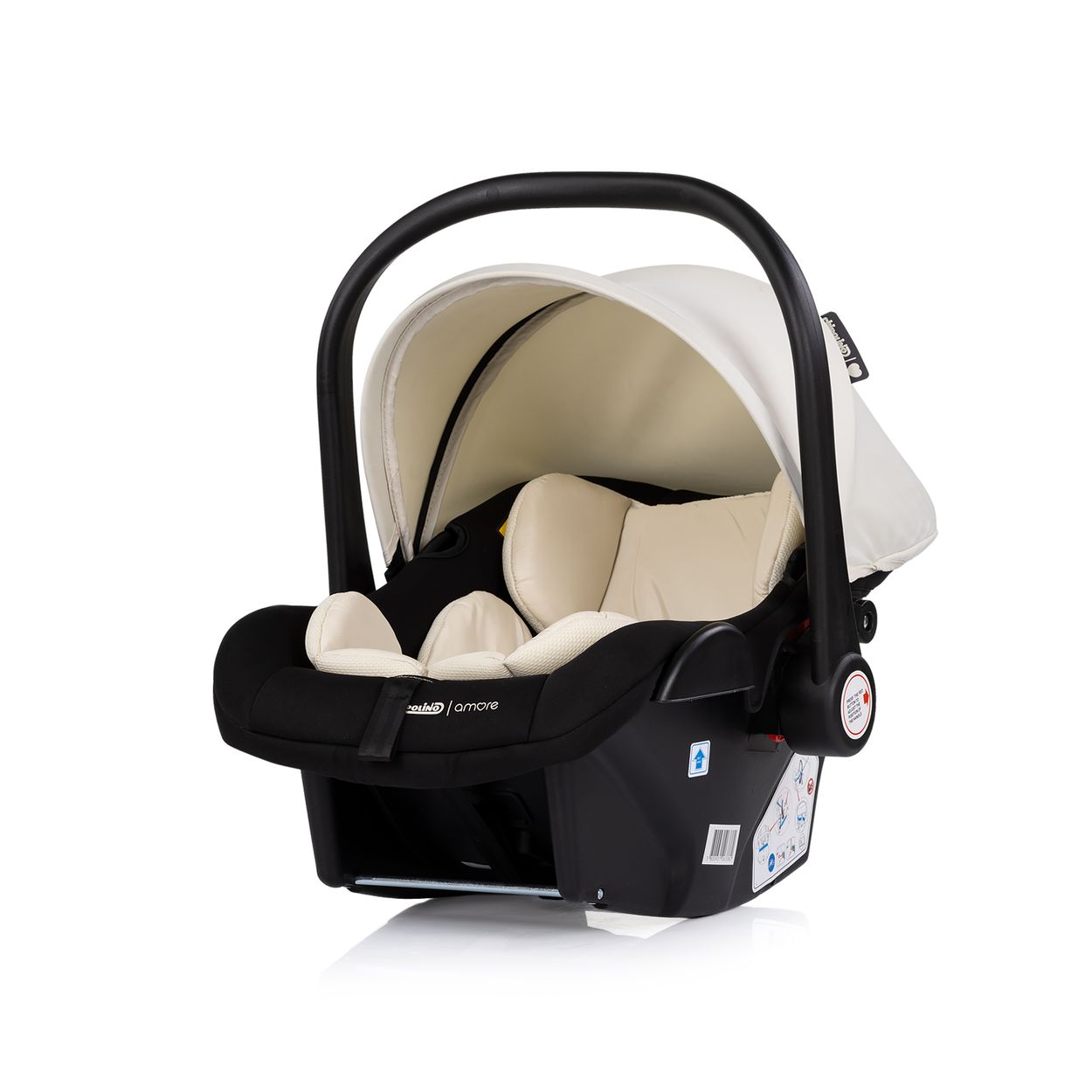 Chipolino Babyschale Amore i-Size Gruppe 0+ (0 - 13 kg) Kissen Griff verstellbar beige-schwarz - Bild 1