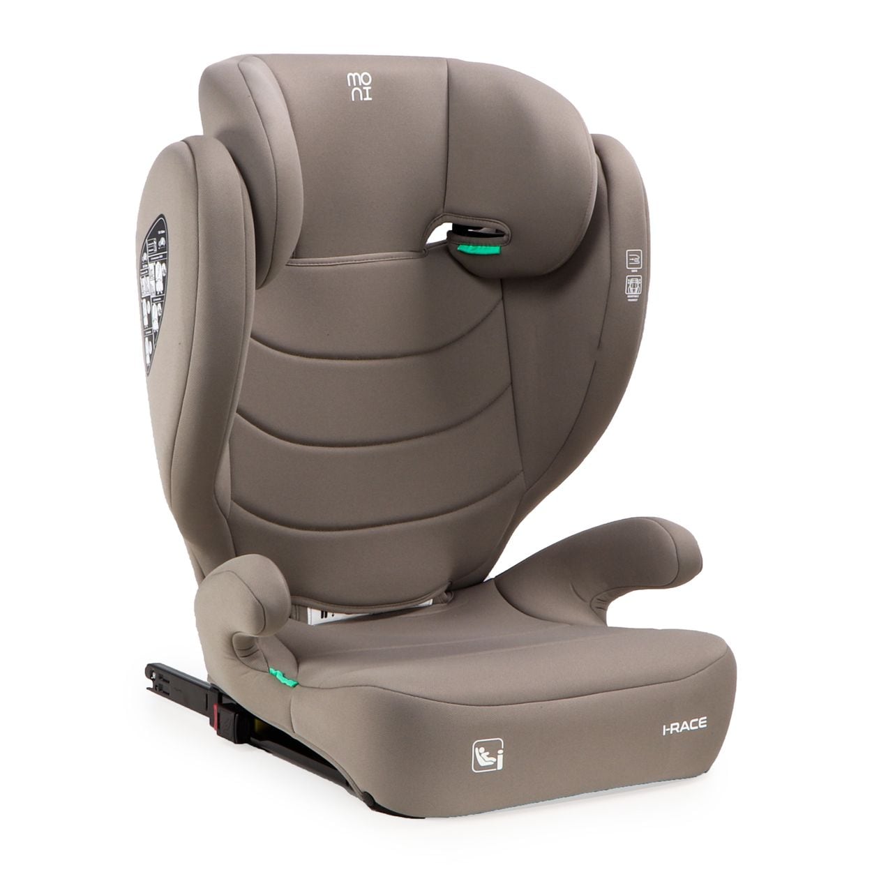 Moni Kindersitz i-Race i-Size 100-150 cm Isofix R&uuml;ckenlehne abnehmbar Kopfst&uuml;tze braun - Bild 1