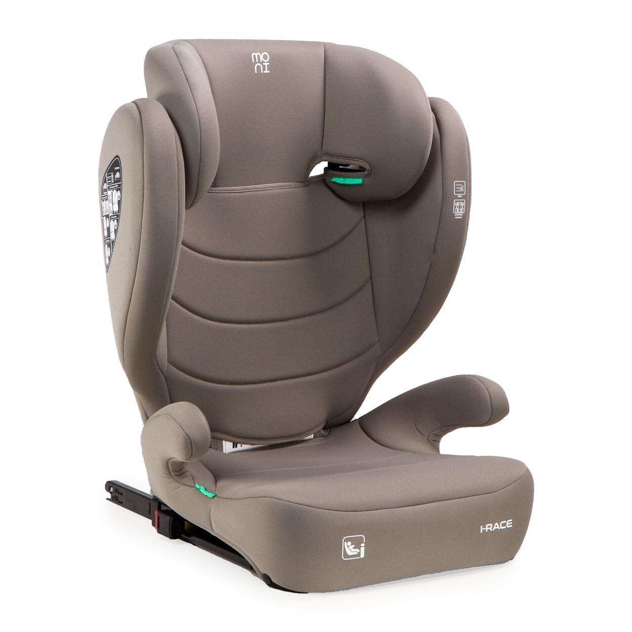 Moni Kindersitz i-Race i-Size 100-150 cm Isofix Rückenlehne abnehmbar Kopfstütze braun