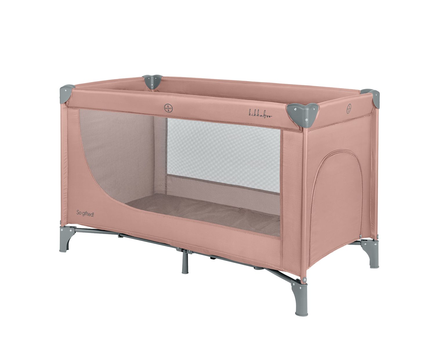 Kikkaboo Reisebett so gifted eine Ebene, weiche Matratzenauflage, Seiteneingang grau pink - Bild 1
