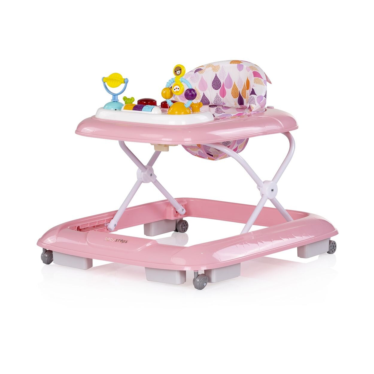 Chipolino Lauflernhilfe Baby Steps Musik Spielpanel Räder Stopper klappbar Licht rosa