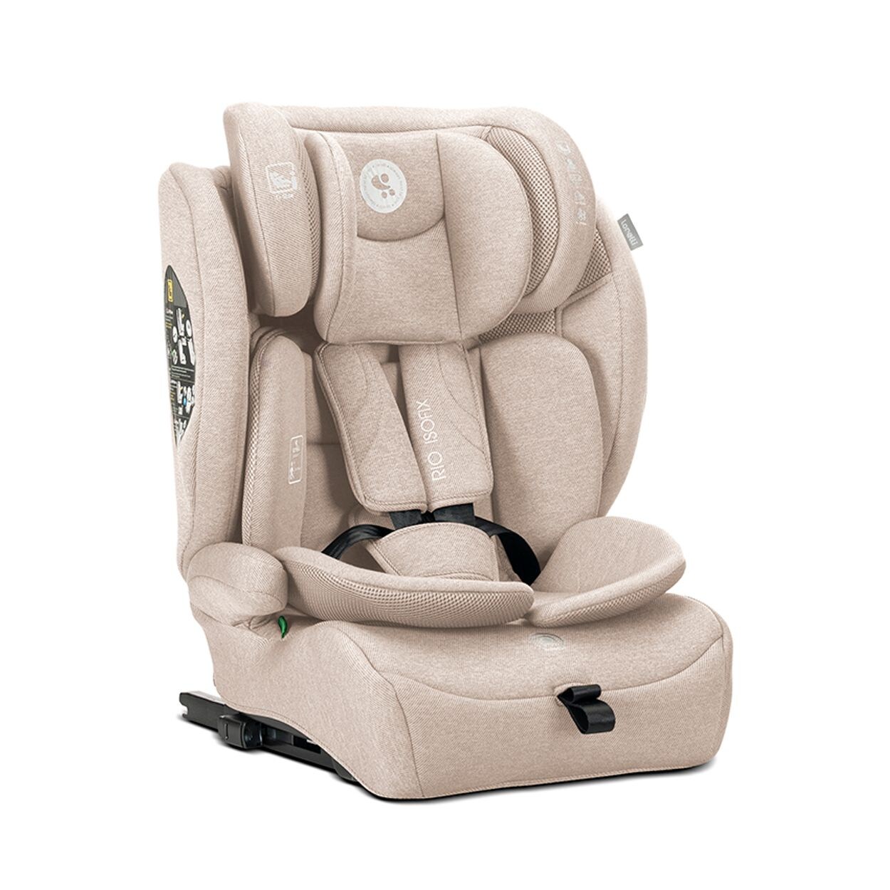 Lorelli Kindersitz Rio i-Size (76 - 150 cm) Isofix Top Tether Kissen verstellbar beige braun