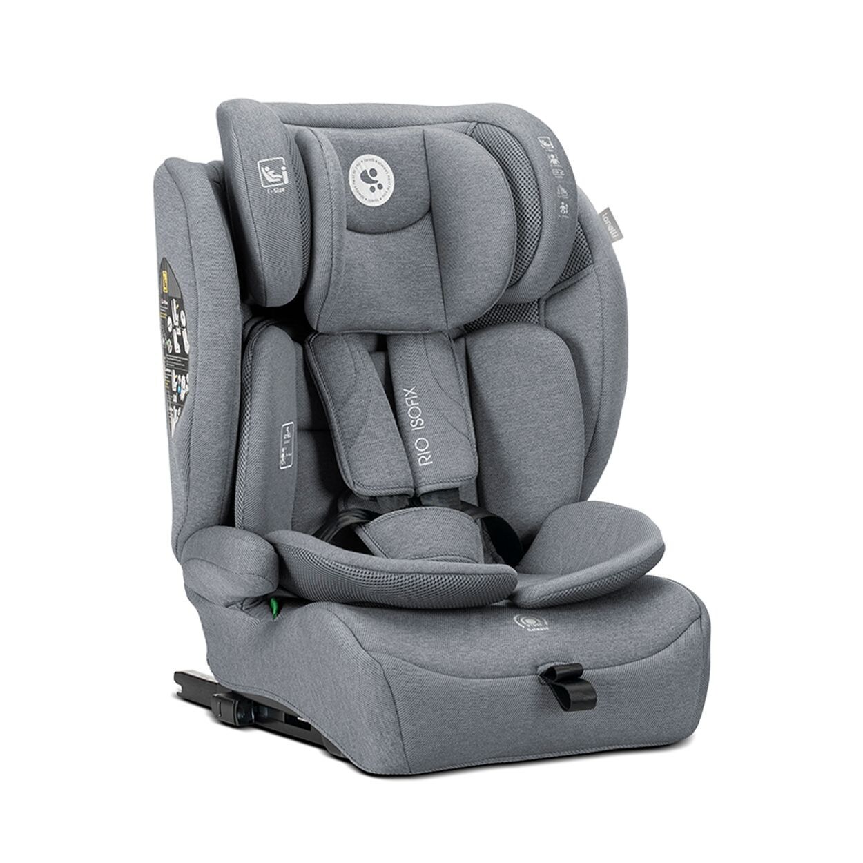 Lorelli Kindersitz Rio i-Size (76 - 150 cm) Isofix Top Tether Kissen verstellbar hellgrau