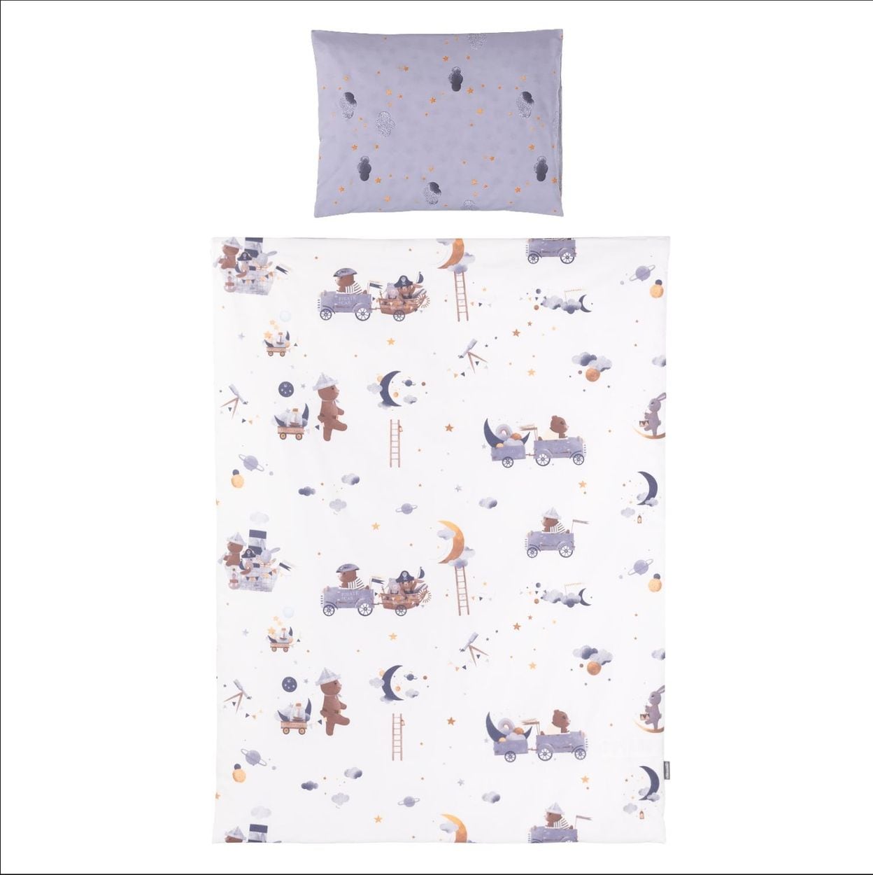 Chipolino Babybettw&auml;sche 3-teilig, Decke 130 x 100 cm, Kissen 45 x 35 cm, Laken lila Sterne - Bild 1