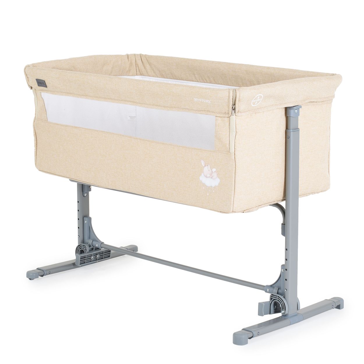 Moni Beistellbett Mystery Babywiege Schaukelfunktion 5-fach h&ouml;henverstellbar beige - Bild 1