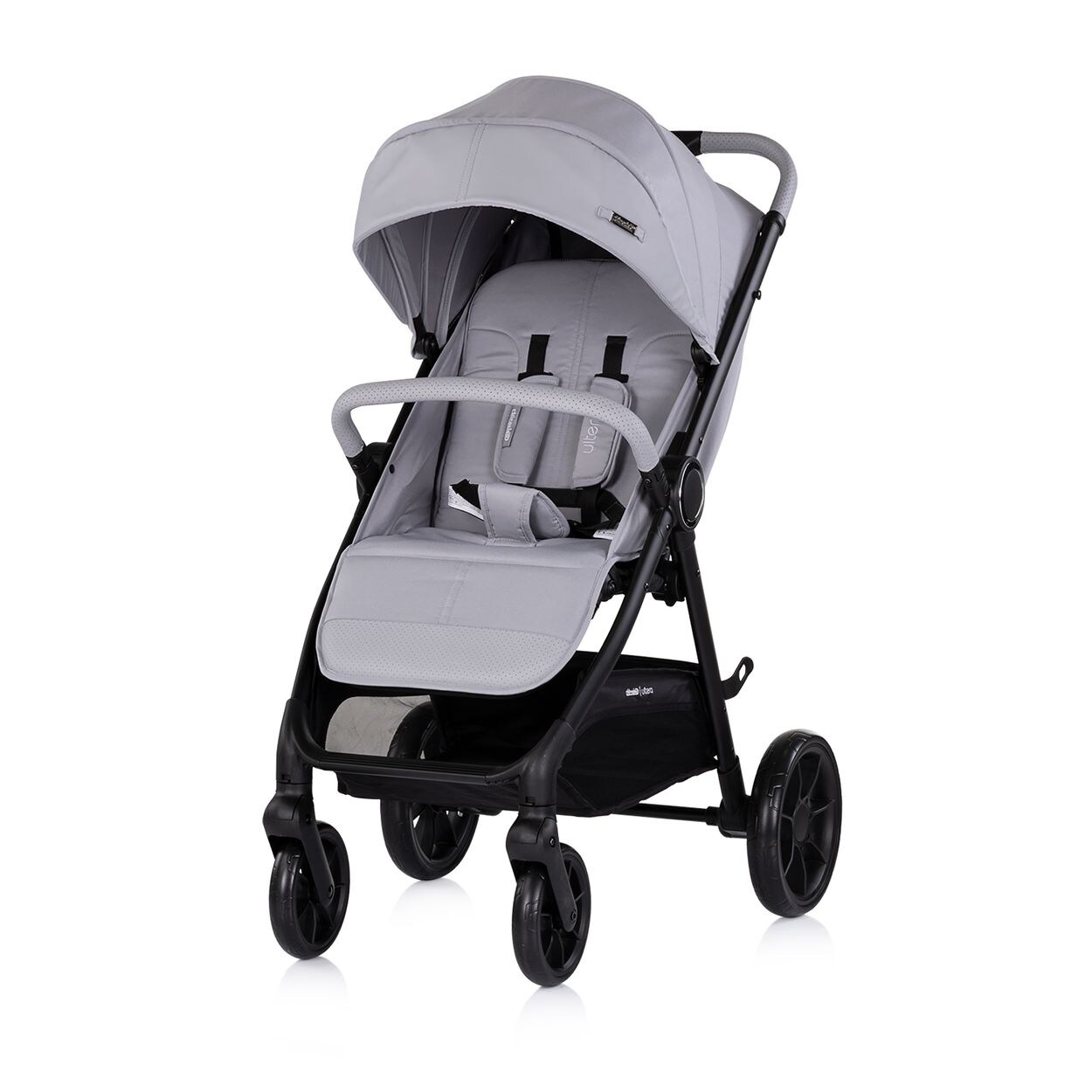 Chipolino Kinderwagen Ultera Buggy klappbar Korb Federung Hinterradbremse Gurt hellgrau