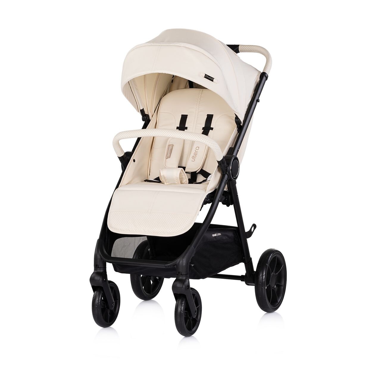 Chipolino Kinderwagen Ultera Buggy klappbar Korb Federung Hinterradbremse Gurt creme