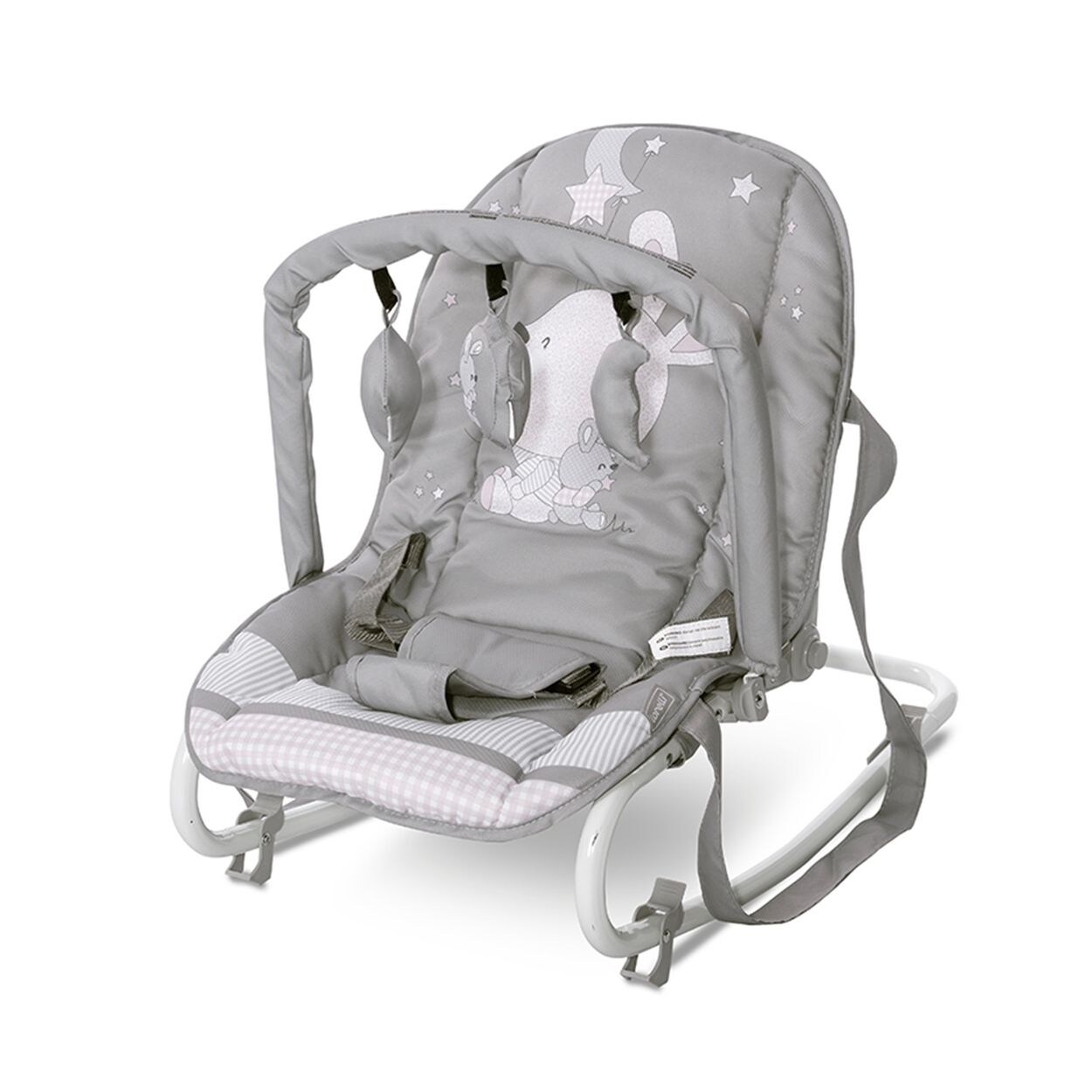 Lorelli Babywippe Eliza Spielbogen, verstellbar, Tragegriffe, Schwingeffekt grau/hase