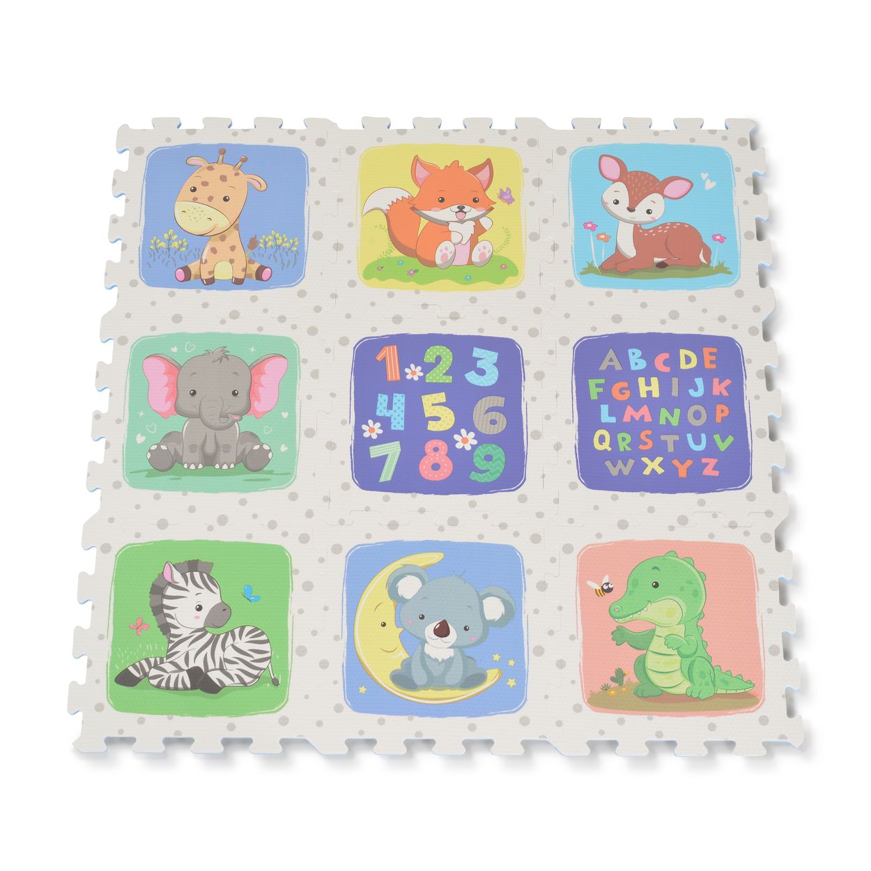 Moni Puzzle-Spielmatte Safari 9-teilig Tiermotiv Teppich EVA-Schaum rutschfest bunt - Bild 1