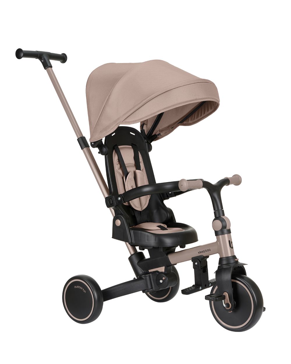 Kikka boo Dreirad Aluma 5 in 1 Laufrad Schiebegriff Fu&szlig;st&uuml;tze Tragegriff Bremse beige - Bild 1
