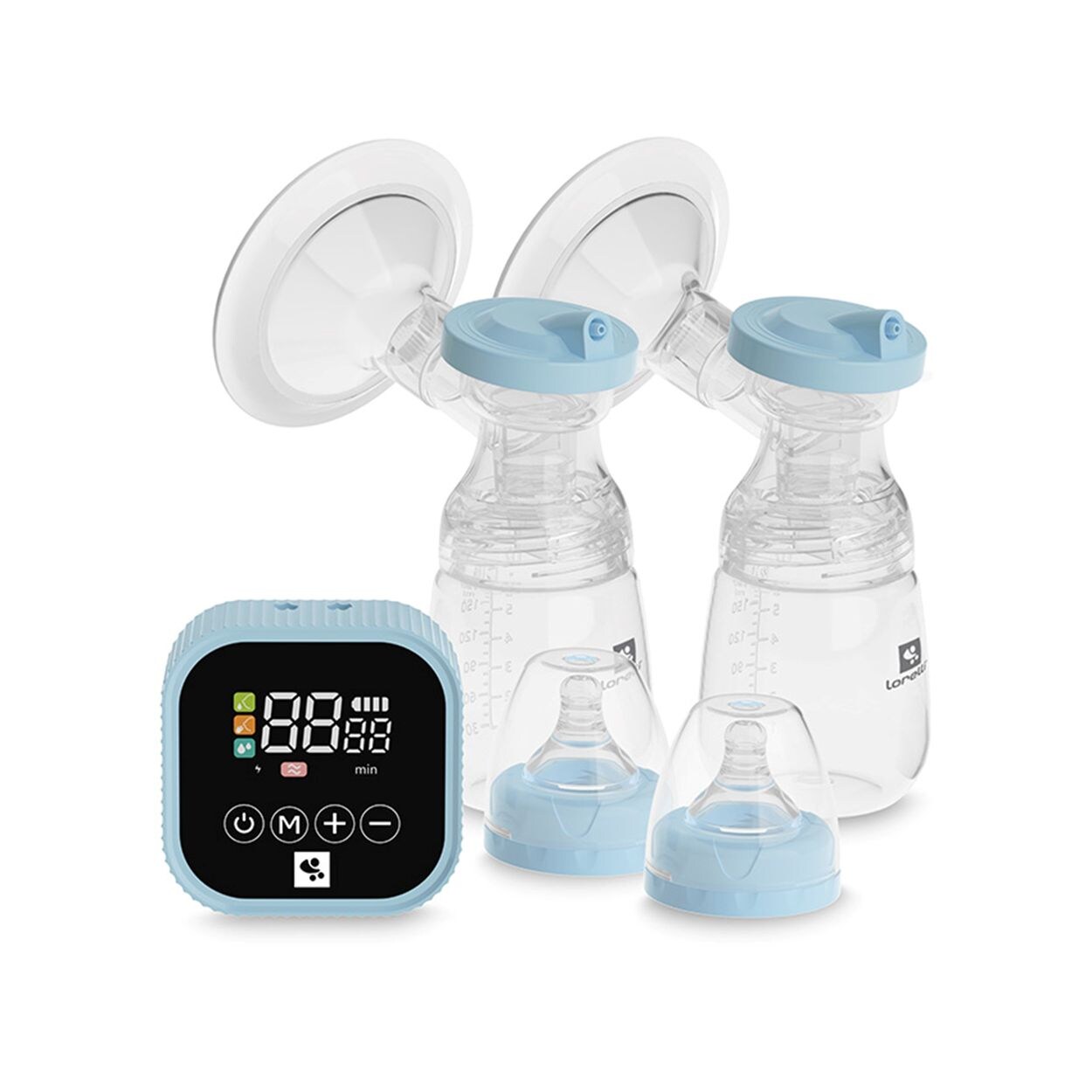 Lorelli Doppelmilchpumpe Eva elektrisch Fassungsvermögen 180ml USB-Kabel Timer blau