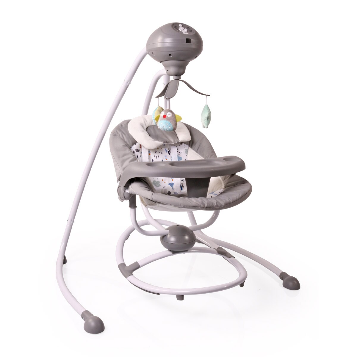 Cangaroo Babywippe Woodsy 2 in 1, Remote, 12 Melodien, Timer, 5 Stufen, Mobile grau | 03800146247591