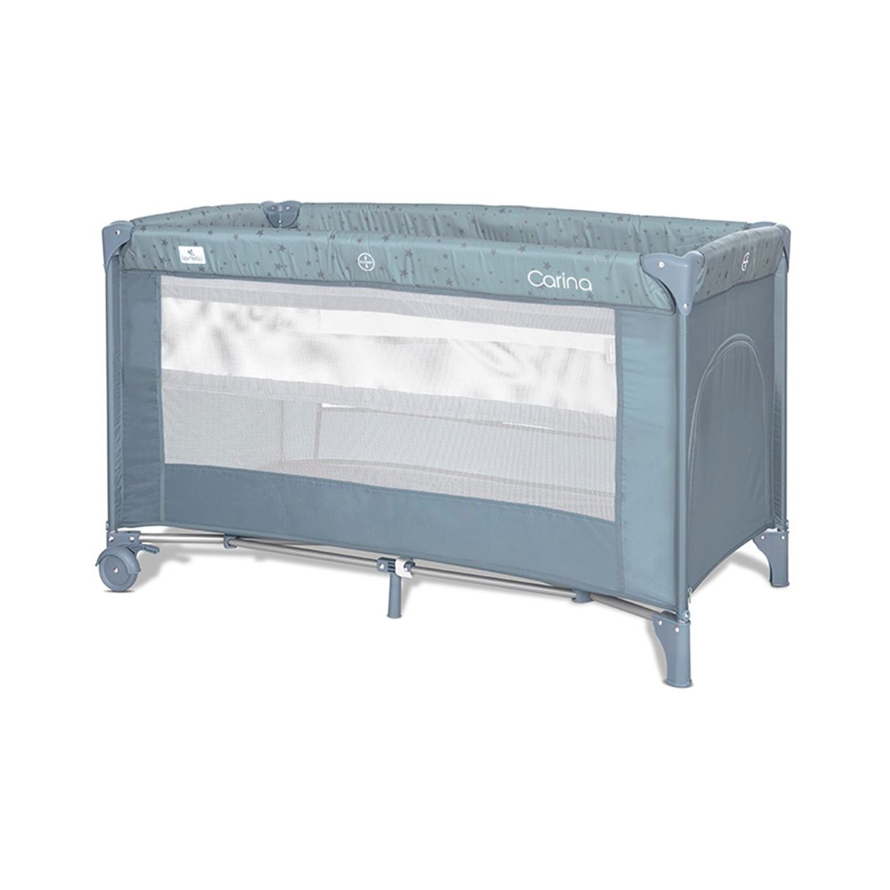 Lorelli Reisebett Carina 2 Ebenen Matratze Tragetasche faltbar R&auml;der mit Bremse blau - Bild 1