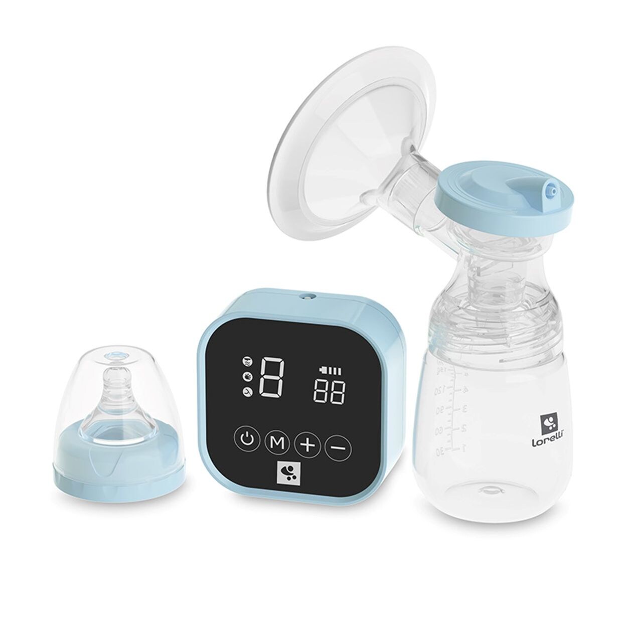 Lorelli Milchpumpe Lea elektrisch 180 ml Timer LED-Anzeige 4 Modi 9 Vakuumstufen blau