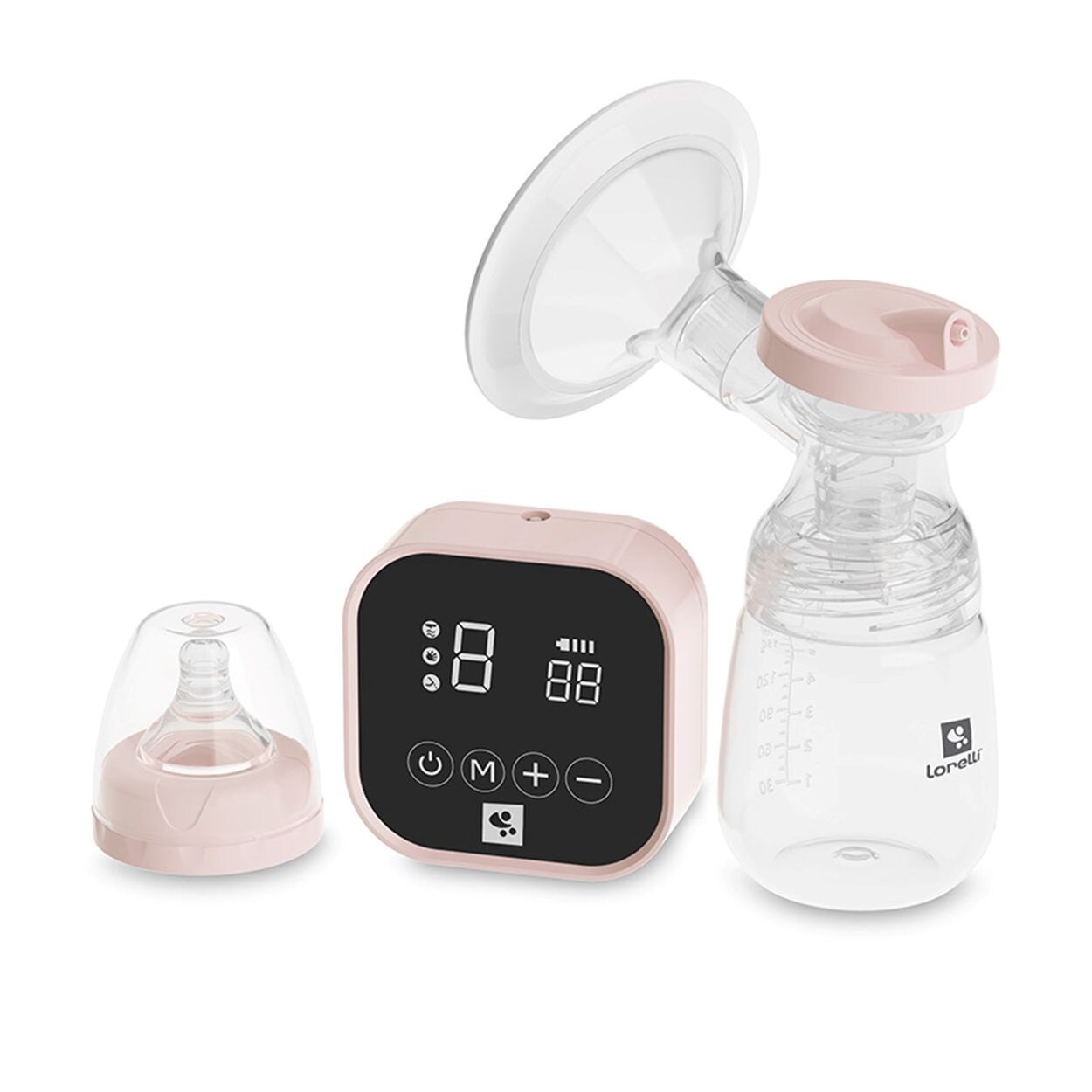 Lorelli Milchpumpe Lea elektrisch 180 ml Timer LED-Anzeige 4 Modi 9 Vakuumstufen rosa