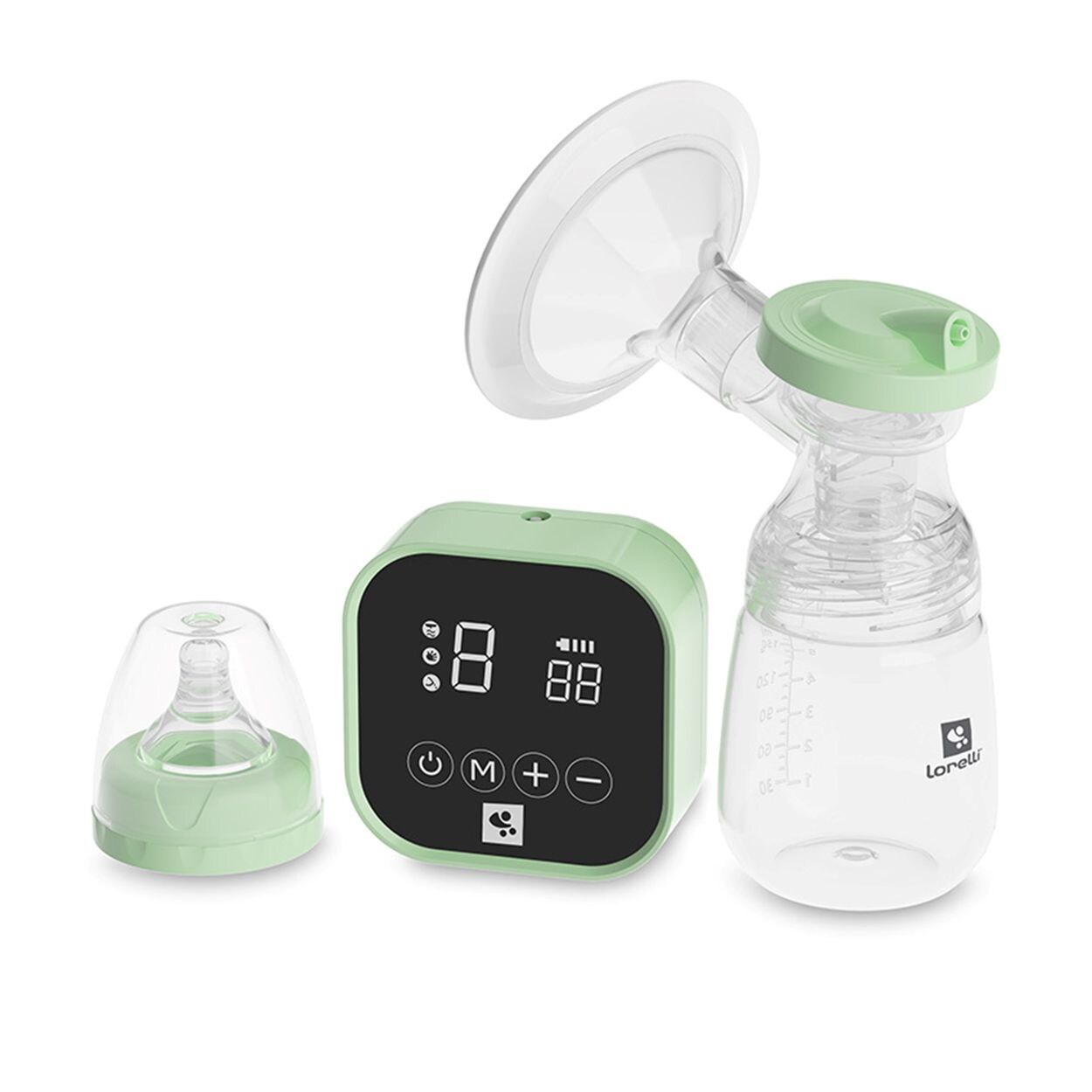 Lorelli Milchpumpe Lea elektrisch 180 ml Timer LED-Anzeige 4 Modi 9 Vakuumstufen grün