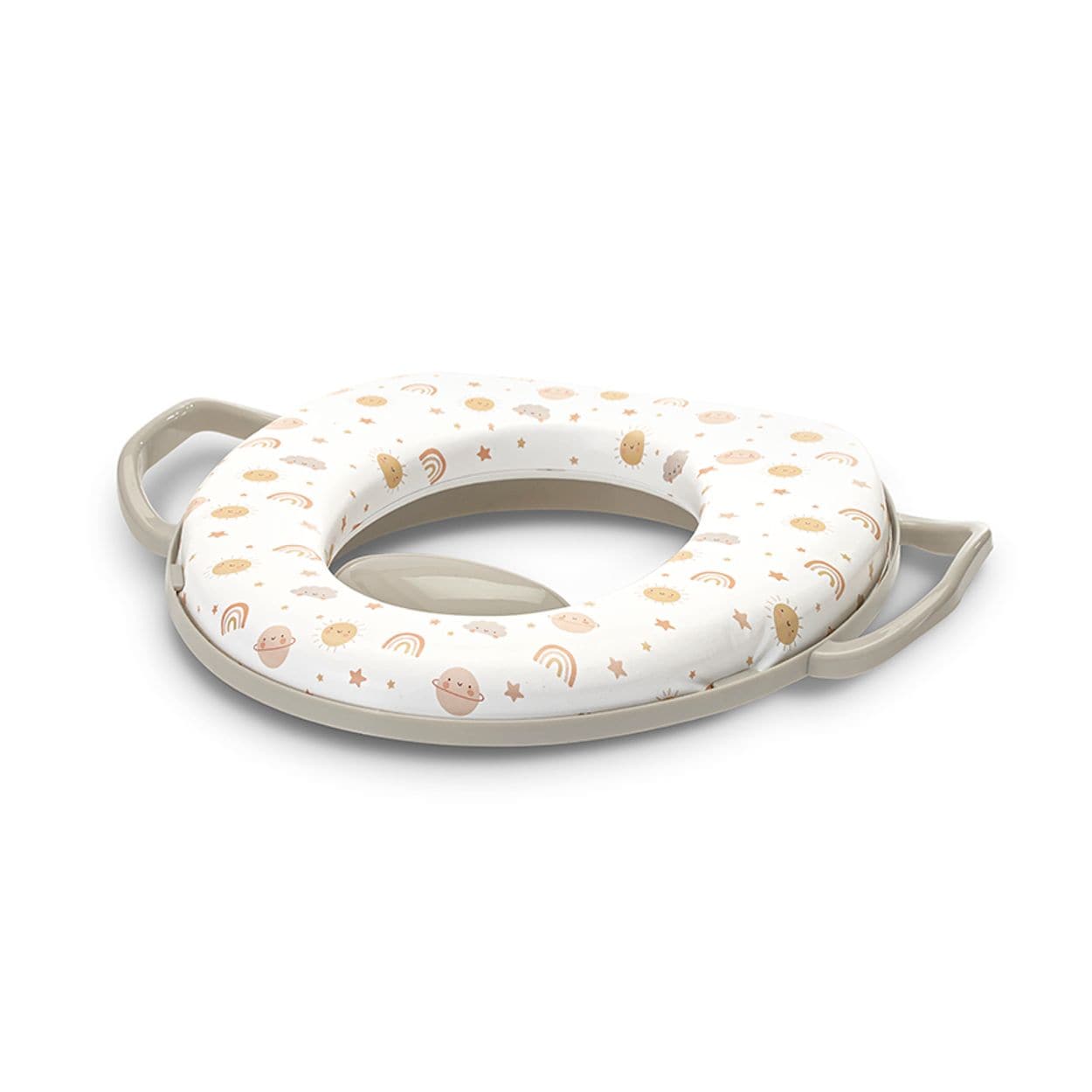 Lorelli Toilettensitz mit Handgriff weich gepolstert Spritzschutz aus Kunststoff beige/braun - Bild 1