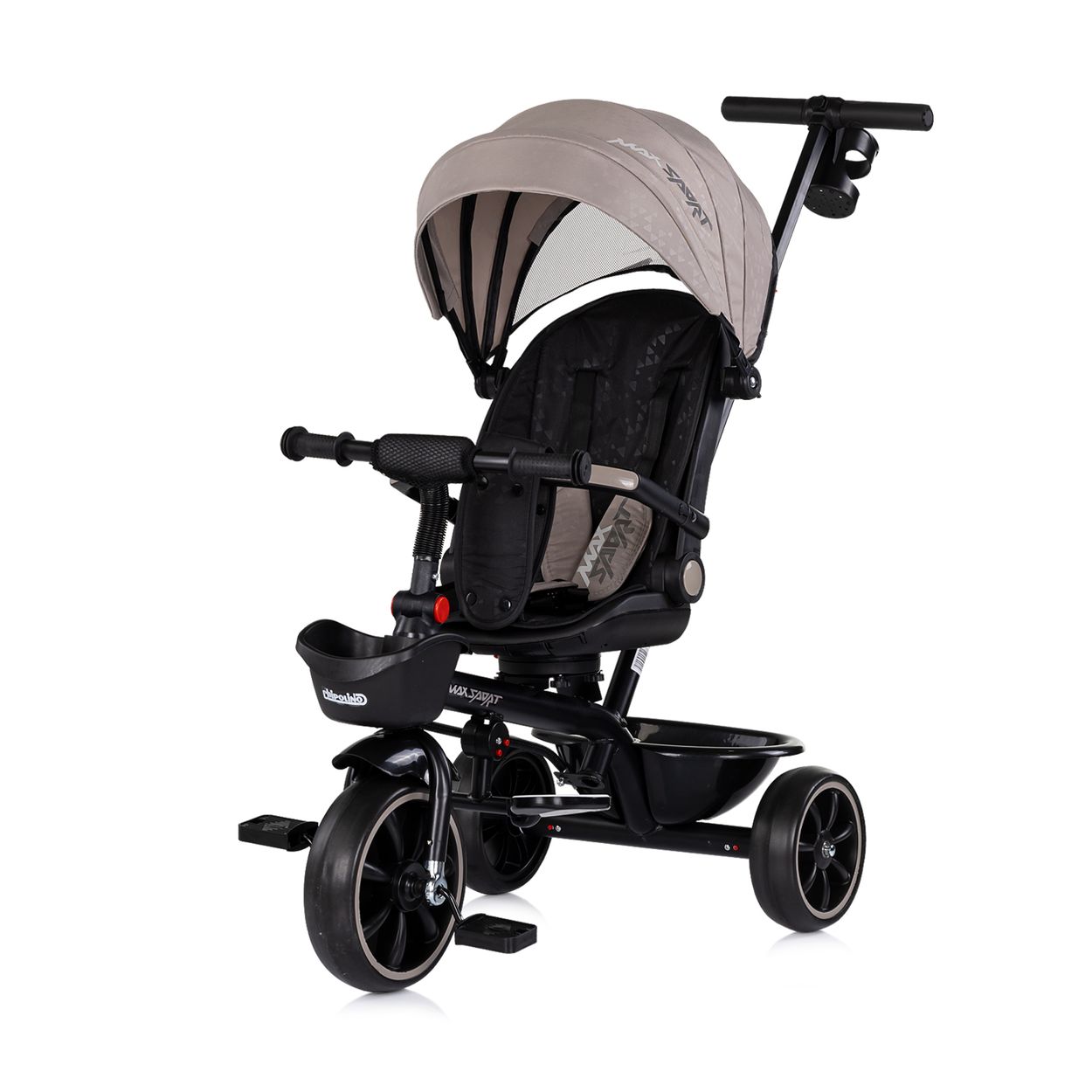 Chipolino Tricycle Max Sport 2 in 1, Dreirad, Becherhalter, Sitz umkehrbar, Korb braun schwarz - Bild 1