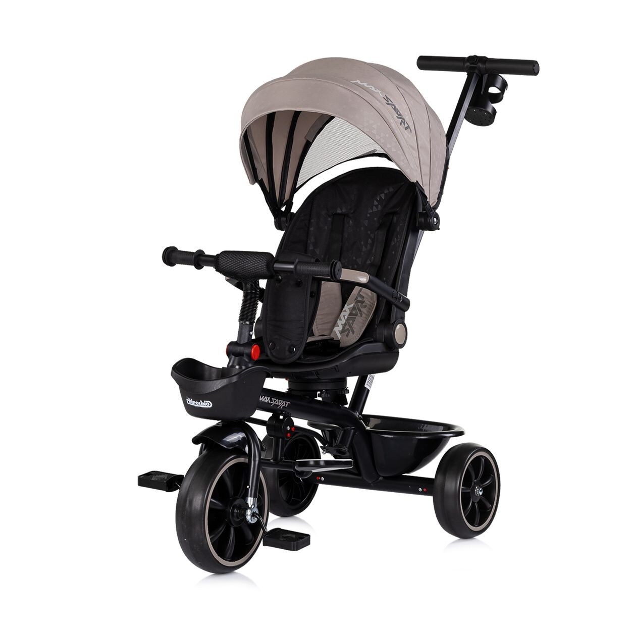 Chipolino Tricycle Max Sport 2 in 1, Dreirad, Becherhalter, Sitz umkehrbar, Korb braun schwarz