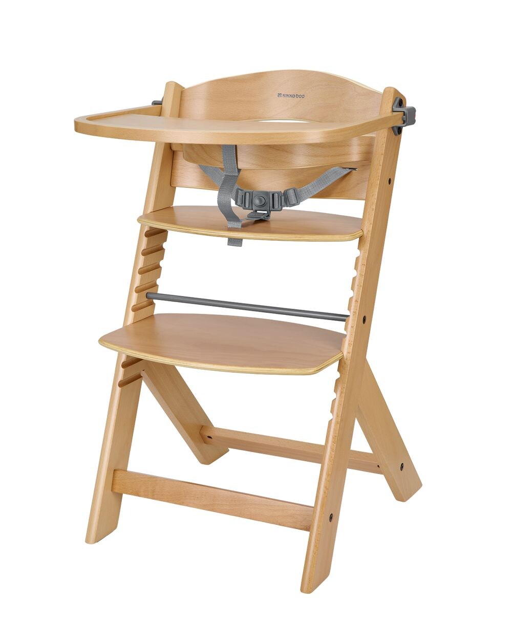 Kikka boo Kinderhochstuhl Nordy Holz Kinderstuhl Fußstütze verstellbarer Sitz braun