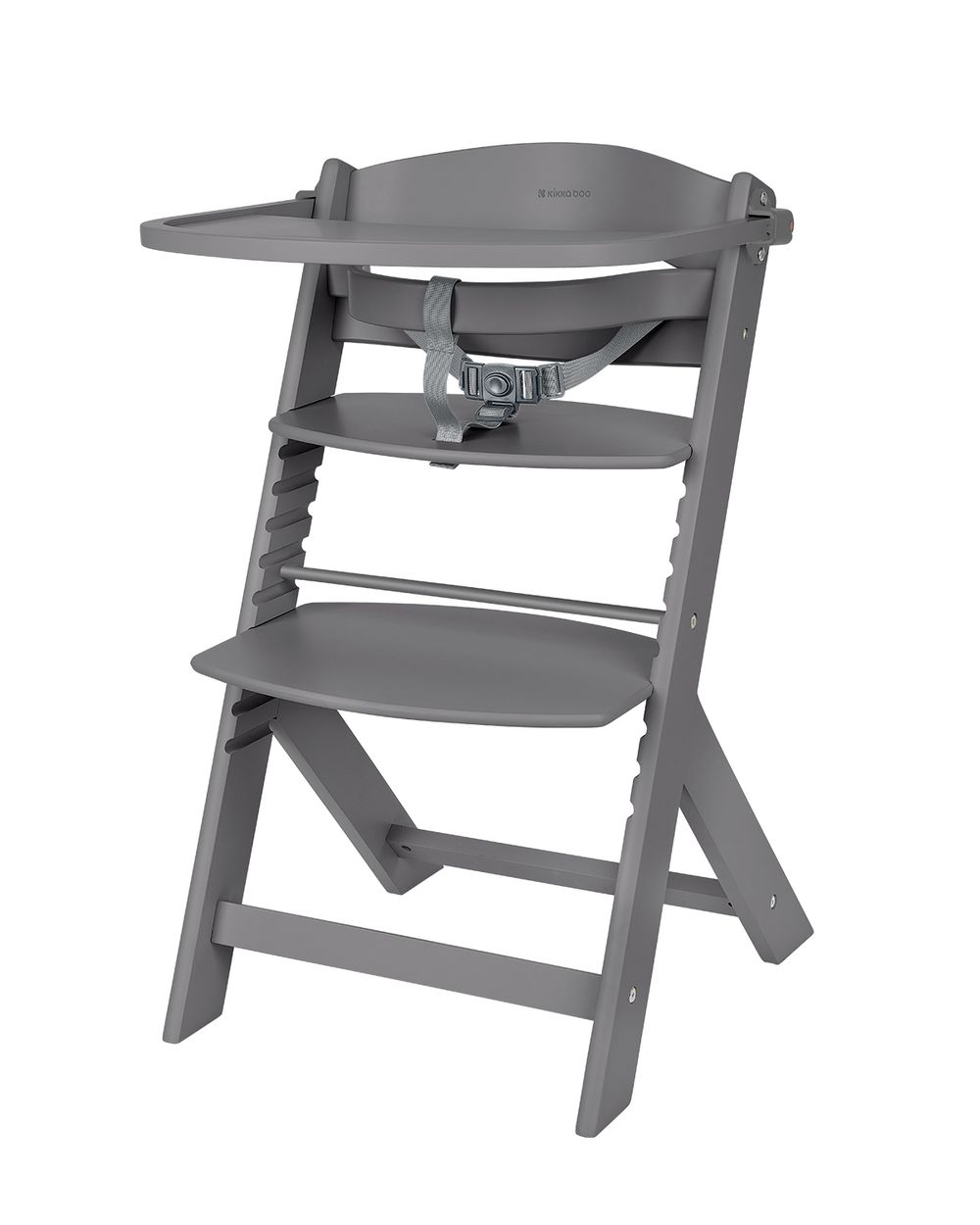 Kikka boo Kinderhochstuhl Nordy Holz Kinderstuhl Fu&szlig;st&uuml;tze verstellbarer Sitz grau - Bild 1