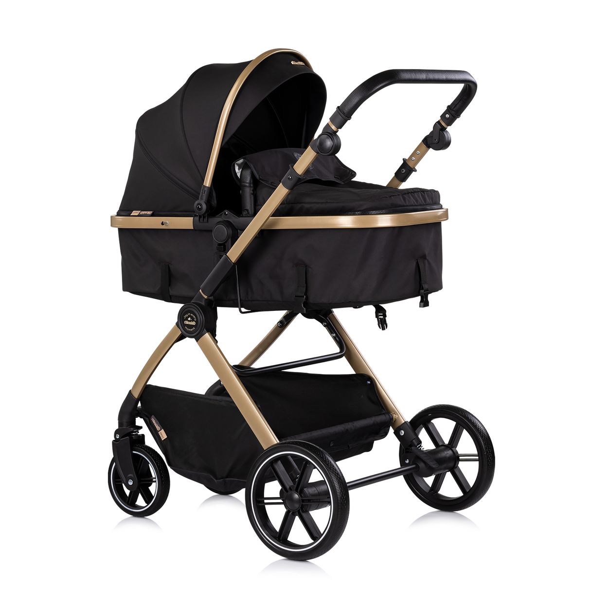 Chipolino Kombikinderwagen Pearl 2 in 1 umbaubar Rucksack Fu&szlig;sack Korb Federung schwarz - Bild 1