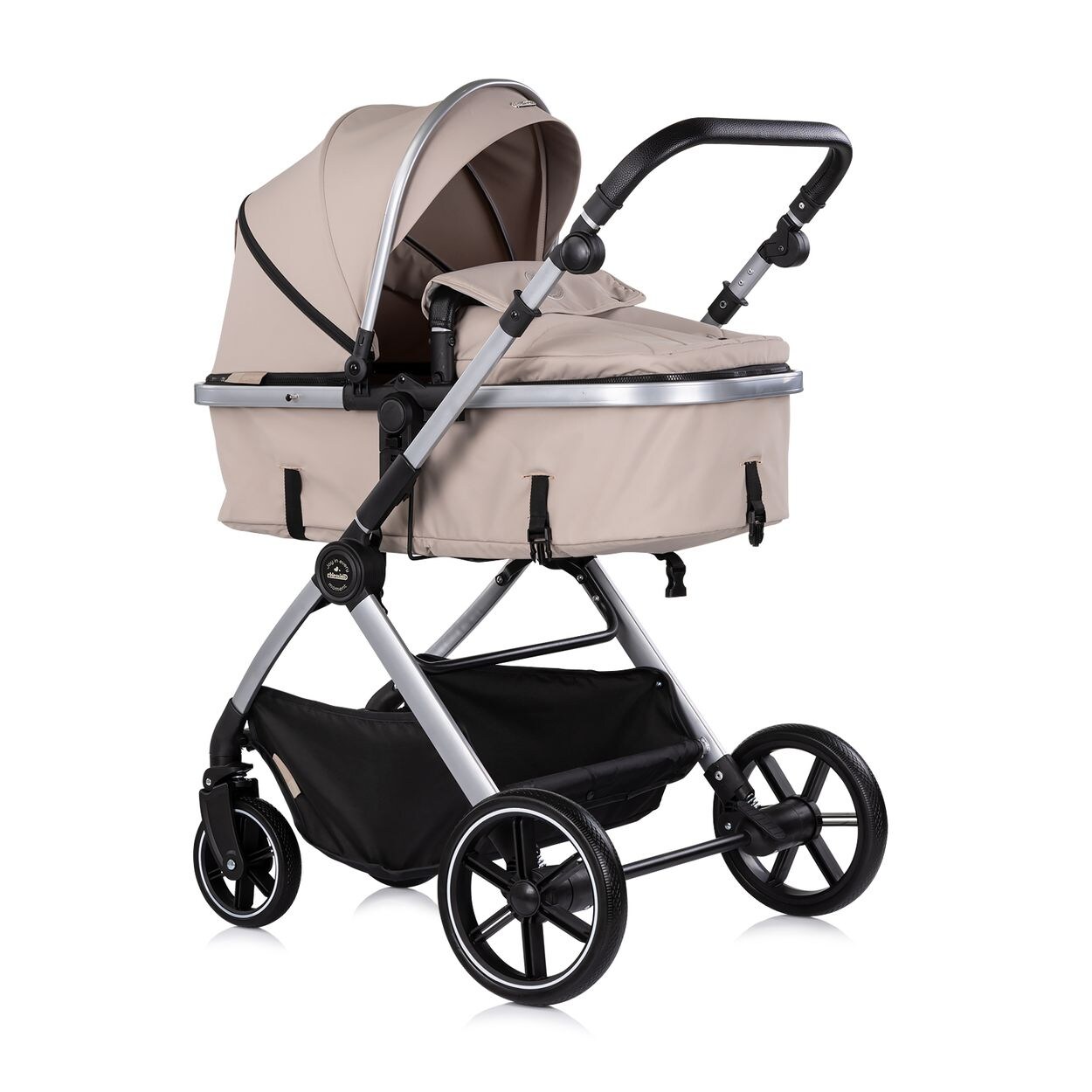 Chipolino Kombikinderwagen Pearl 2 in 1 umbaubar Rucksack Fußsack Korb Federung hellbraun