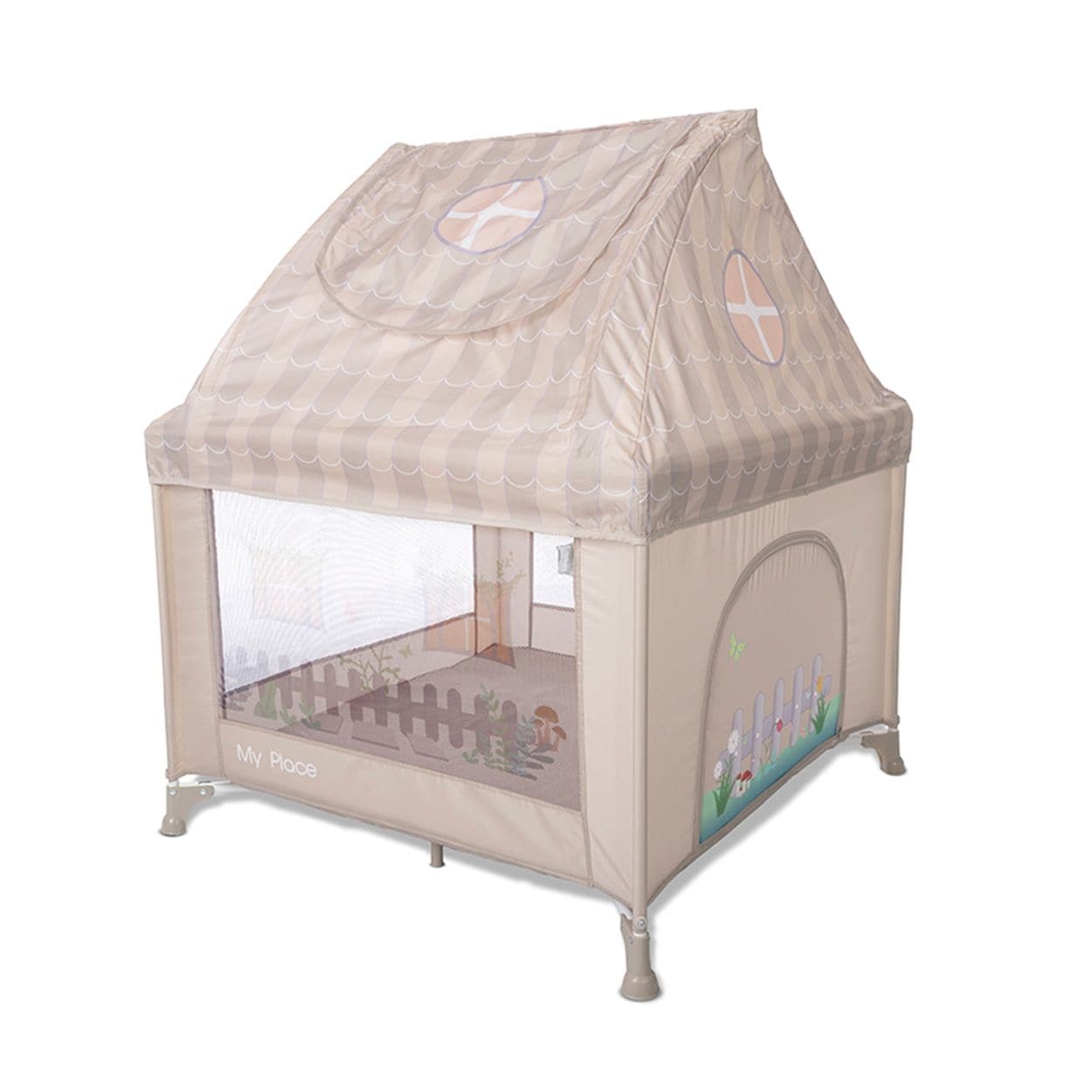 Lorelli Reisebett My Place Dach Fenster faltbar Matratze Schlupfloch Tragetasche beige - Bild 1